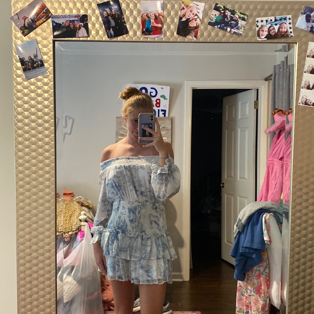 TCEC Blue off the shoulder long sleeve dress US Small
